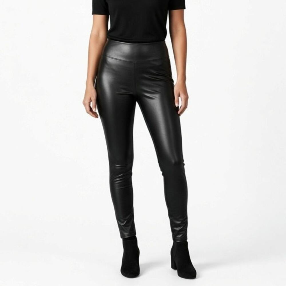 White House Black Market Runway Faux Leather Leggings Black Women’s Size 4